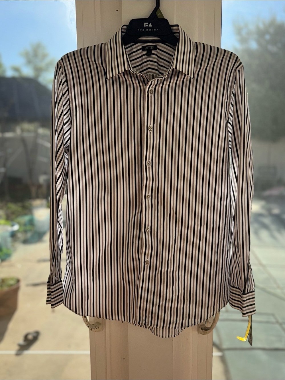 Apt. 9 Men Large Button Up Shirt NWT Striped 100% Cotton Long Sleeve Multi Color - Picture 5 of 12